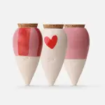 Olla - Pépin - Mini Olla Coeur - Rose - Rayé  (x3) - face recto